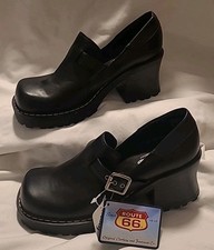 Vtg Y2K Witch Goth Core Chunky Lug Platform Mary Jane Black Addams Shoes 90s 8.5