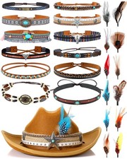 24 PCS Decorative Feather Hat Bands Cowboy Panama Western Costume Headwear DIY
