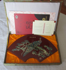 Chinese Lacquer Art Panel Mother of Pearl Peacock