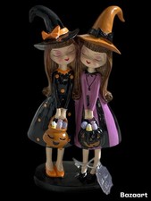 Halloween Bella Lux Figurine Witch Trick or Treaters 11.5  X 6  Rare Find NWT