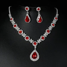 3 PC Necklace Earrings Set Women Elegant Love Drop Pendant Free Deliv Best Price