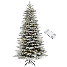 7.5 ft Pre-Lit Artificial Christmas Tree with Snow Flocked Branches
