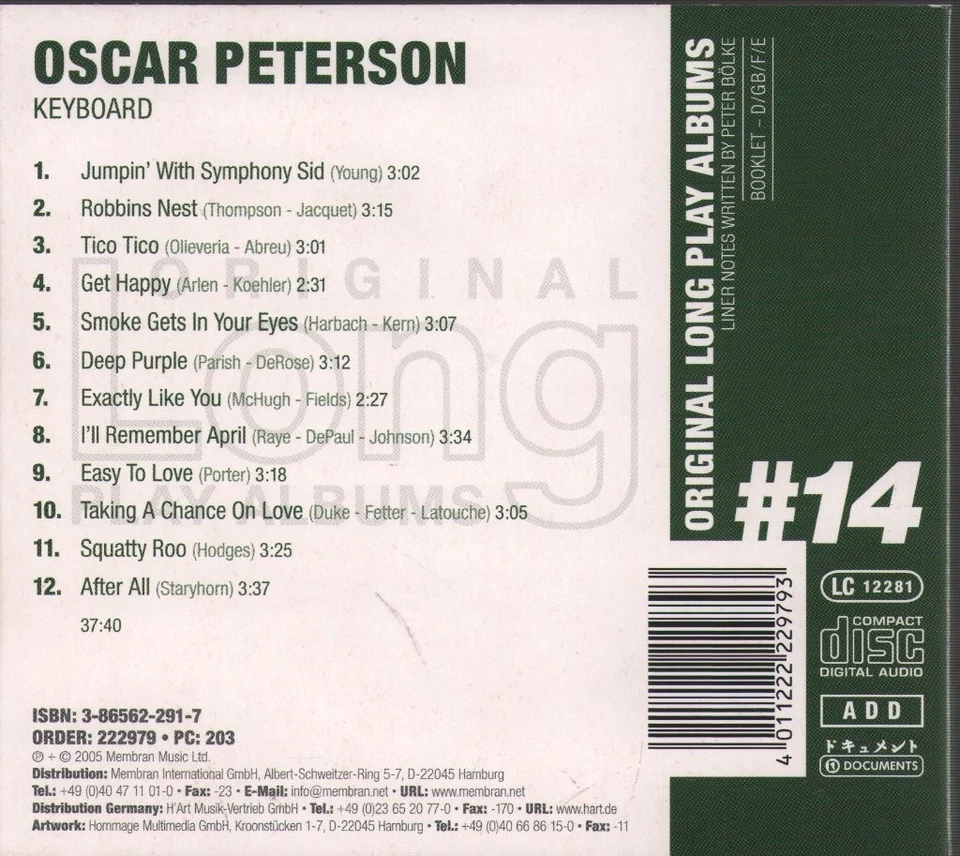 Oscar Peterson Keyboard CD Deutschland Dokumente 2005 Im Digipak 222979 - Bild 2 von 2