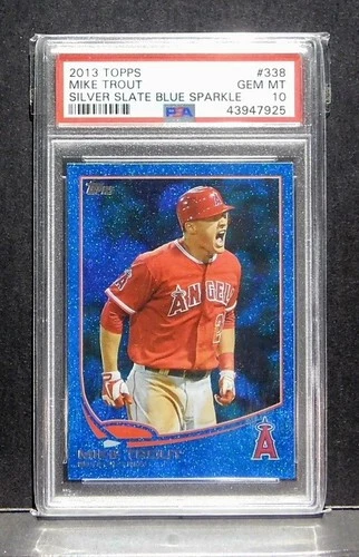 2013 Topps Silver Slate Blue Sparkle #338 Mike Trout Card! PSA 10!