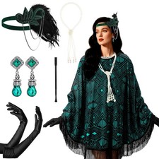 1920s Flapper Costume for Women Black Green Fashion