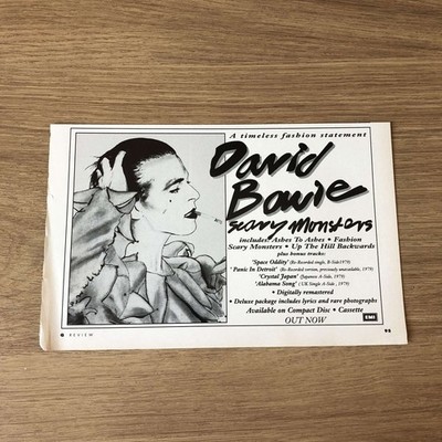 MUSIC26 MAGAZIN WERBUNG 5X8 DAVID BOWIE: GRUSELIGE MONSTERS