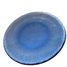Fire and  Light  Blue Recycled Glass Dinner Plate 11" Fire & Light.  #2