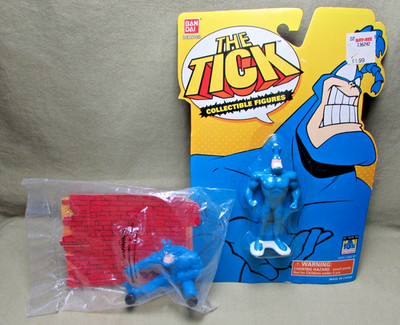 1995 THE TICK POWER ROLLER TACO BELL KID MEAL TOY & Bandai Mini Figure Sealed