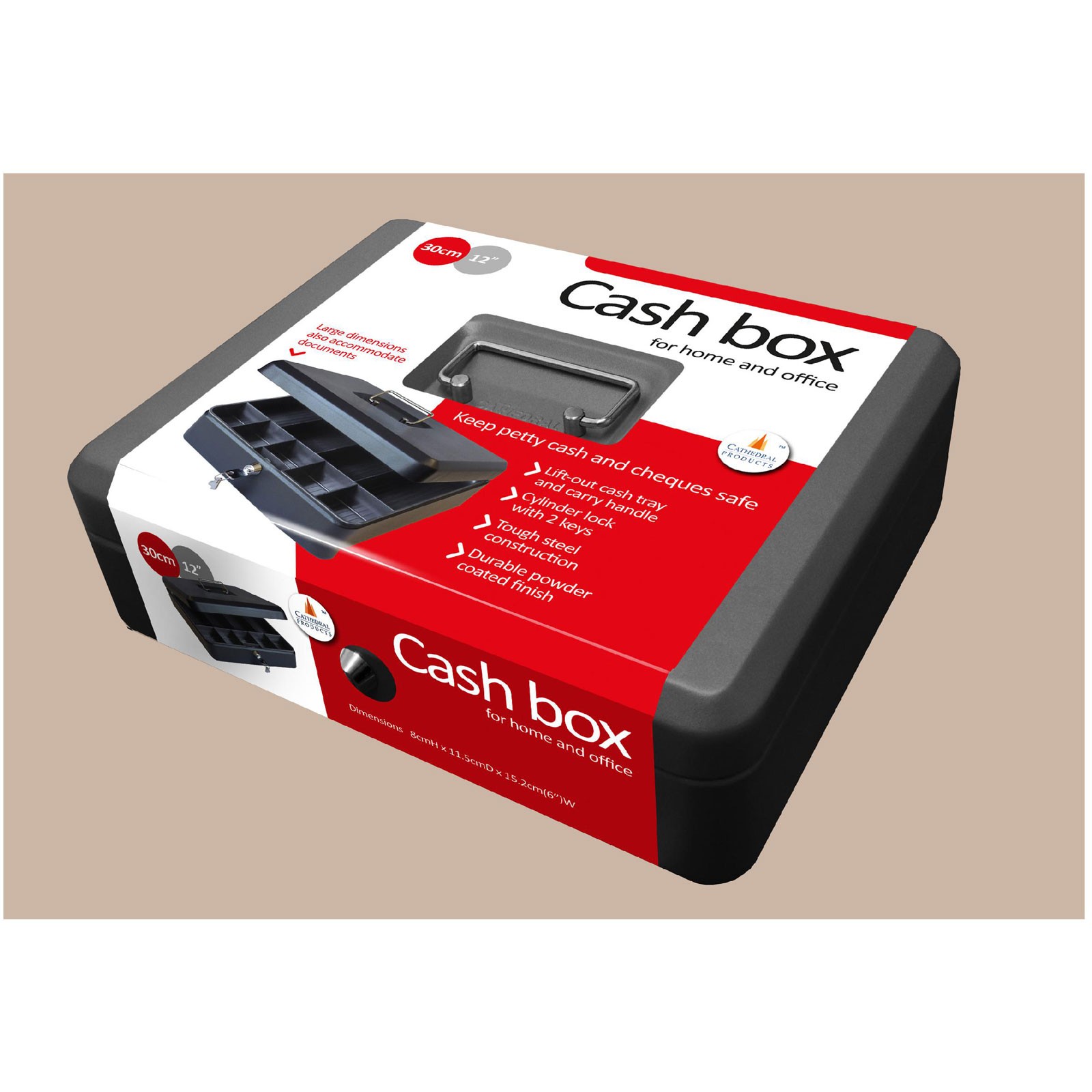 Cathedral Products Cash Box Black 12""