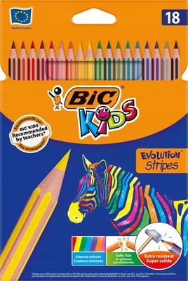 3086123499126 Kredki Eco Evolution Stripes 14+4 kolory BIC BIC