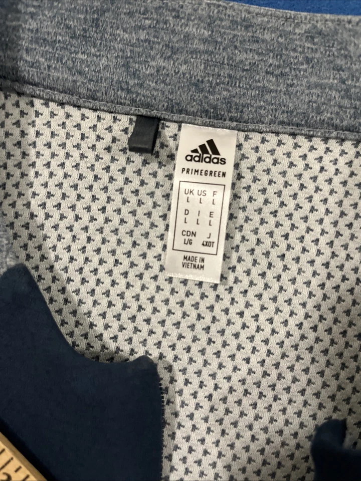 Pullover Adidas PrimeGreen para mujer 1/4 cremallera talla L azul pizarra golf caminar deportes Foto 2 de 4