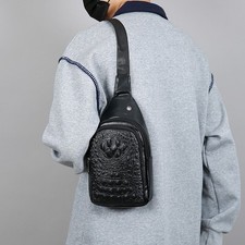 Crocodile Men Chest Bag Business Crossbody Sling Travel Shoulder Purse