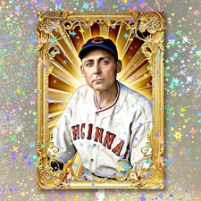 Edd Roush Holographic Golden Icon Art Card 01/10 Starpop Signed Short Print