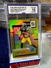 Panini 2022 Donruss Rated Rookie Press Proof Calvin Austin III #336 GMA 10 Gold