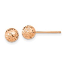 14k Rose Gold 6mm Diamond-Cut Ball Post Stud Earrings 0.87gm L-6 mm, W-6 mm