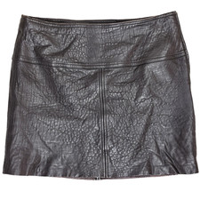 RRL RALPH Ralph Lauren Leather Mini Skirt Sz 6 Brown Vintage Raw Edge Double RL