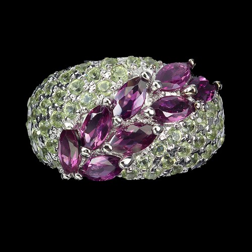 925 Sterling Silber Ring Marquise Granat Peridot Tansanit Edelstein Schmuck