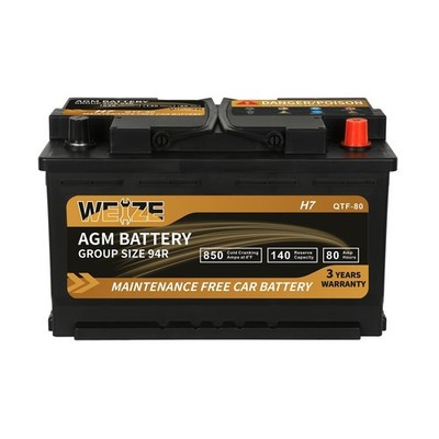 Weize Platinum AGM Battery BCI Group 94R - 12v 80ah H7 Size 94R Automotive Ba...