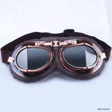 Steampunk Aviator Goggles | Retro Motorcycle Pilot Glasses | UV-Protective Lens