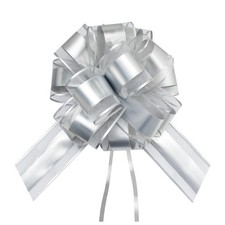 Large Pull Bows 7 PCS 6 Inch Silver Big Bow For Gift Wrapping Party Basket