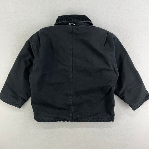 Berne Canvas Work Jacket Youth M (10-12) Black Detroit Style Distressed Retro - Picture 7 of 8