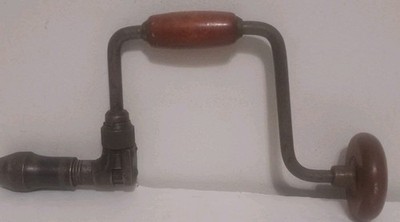 Vintage Bit Brace Hand Crank Drill Wooden Handle Knob Auger 14 inches