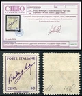 LIEUTENANCY 1944 BADOGLIO CENT 50 VIOLET GREY BR.  WITHOUT RUBBER CAT. 515E
