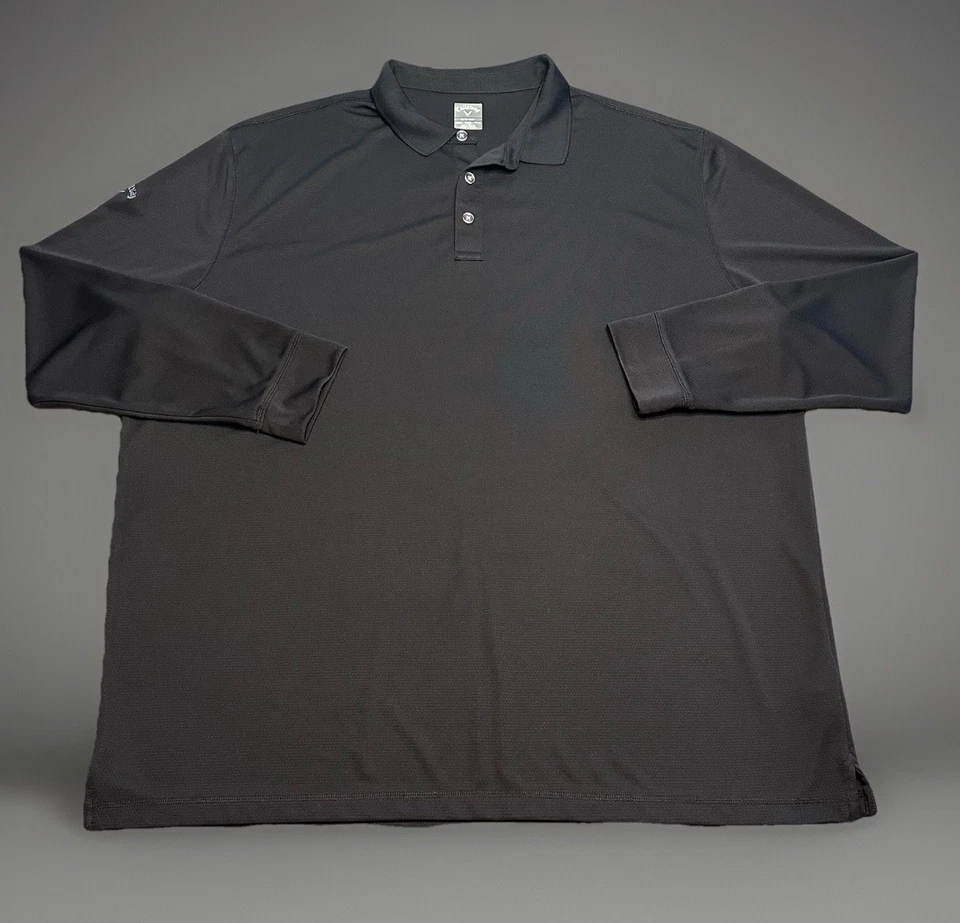 Camisa polo masculina manga longa Opti-Dri preta Callaway 3XL respirável golfe - Imagem 2 de 4