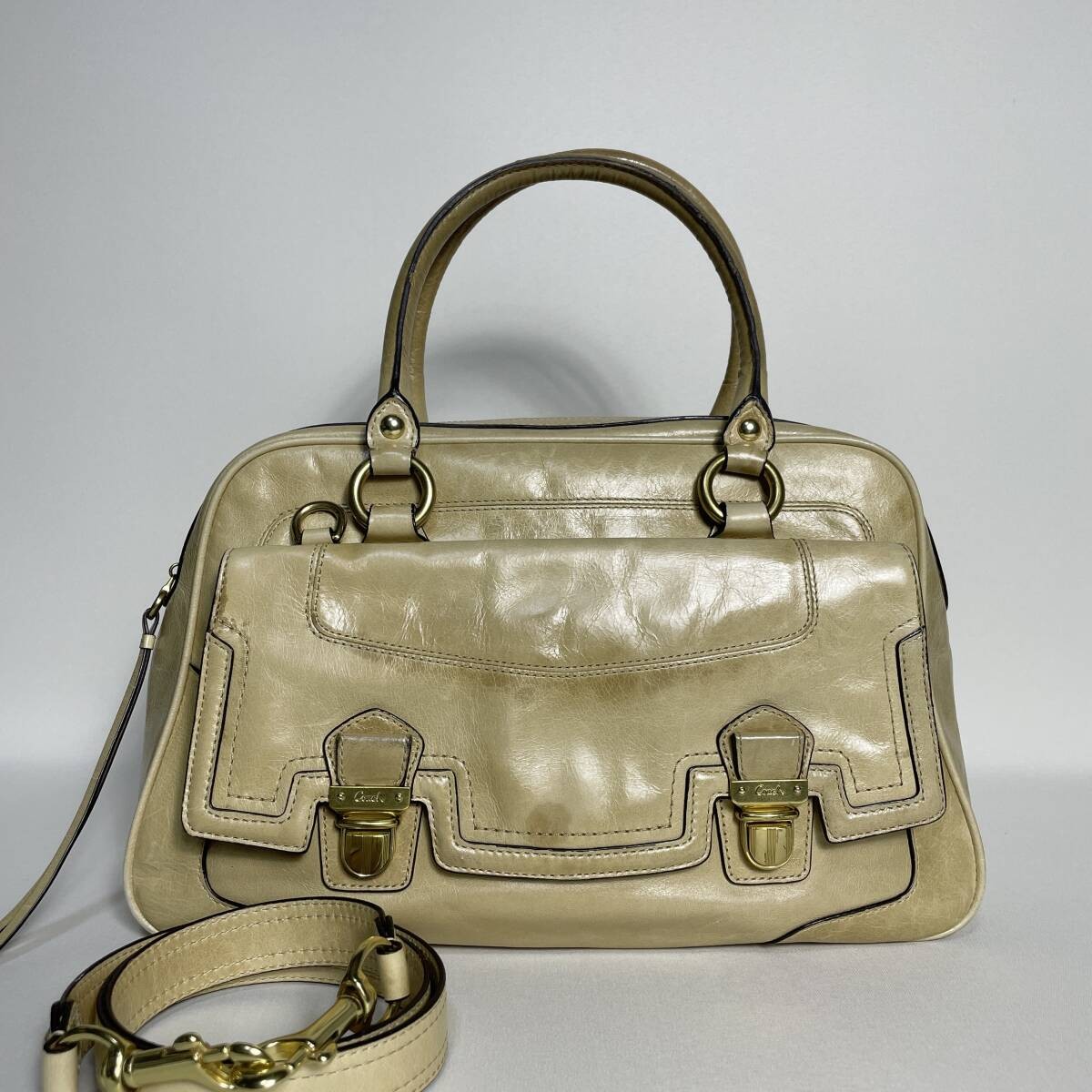 Coach 2-Way Leather Handbag in Beige - 72B193