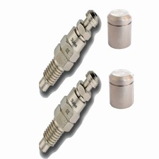 2x stahlbus bleeder screw with venting valve M8x1.25 + 2 alu caps nickel plated