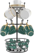 Coffee Mug Holder Tree Stand Rotatable Metal Coffee Mug Rack Holder 3 Tiers Hand