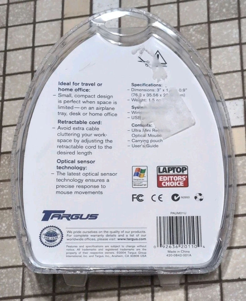 Targus Retractable Ultra Portable Laptop Mouse PAUM01U Mini Optical Mouse New - Image 2 of 2