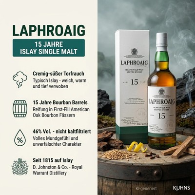 Laphroaig 15 Jahre 0,7l, alc. 46 Vol.-%