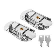 2Pcs Suitcase Lock Hasp 2.64"x1.34" Iron Toggle Catch Latch with Key Silver