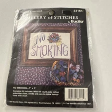 Bucilla Gallery of Stitches Kit No Smoking 33164 1991 X4