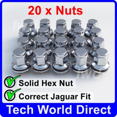 20x ALURADMUTTERN JAGUAR (M12X1.5) OE-PASSBAR CHROM LASCHENBOLZEN NIETEN SOLIDE QUALITÄT