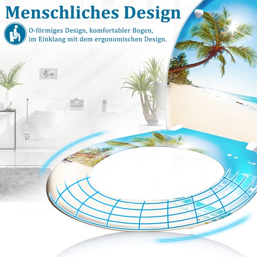 Toilettensitz Wassertropfen Soft-Closing Toilettendeckel Klodeckel Klobrille MDF - Bild 4 von 12