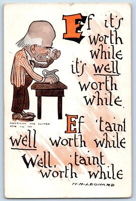 Ullman Signed Artist Postcard Old Man Ef It's Worth While H H Leonard c1910's