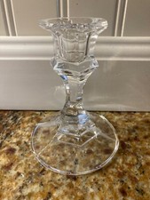 Vintage Clear Crystal Candle Stick Holder Hex...
