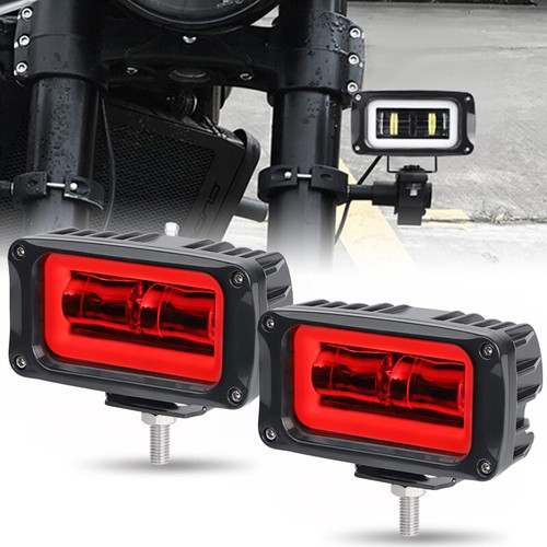 2X 4INCH LED Work Light Bar Spot Pods Driving Red Halo Angle Eye Fog Offroad 4WD - Picture 3 of 12