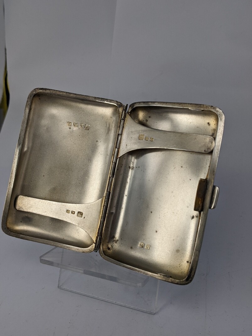 1919 Solid silver card or cigarette case initials… - image 6