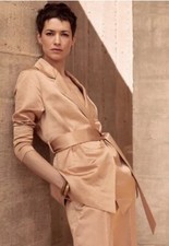 NEW Banana Republic Women Bridgette Rich Satin Open Blazer Casita Pink XL NO TIE