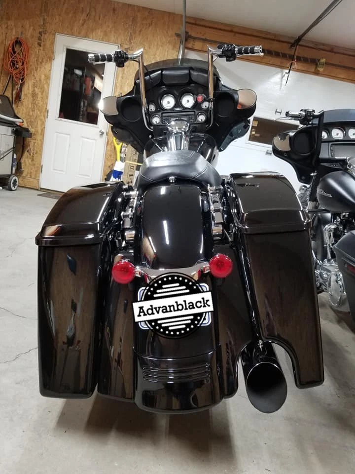 2-1 Single Cutout Vivid Black Stretched Rear Fender Extension For Harley 2009+ - Image 2 of 4