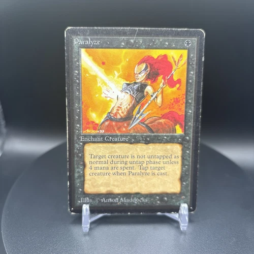 Paralyze Beta Black Common MTG, Heavily Played