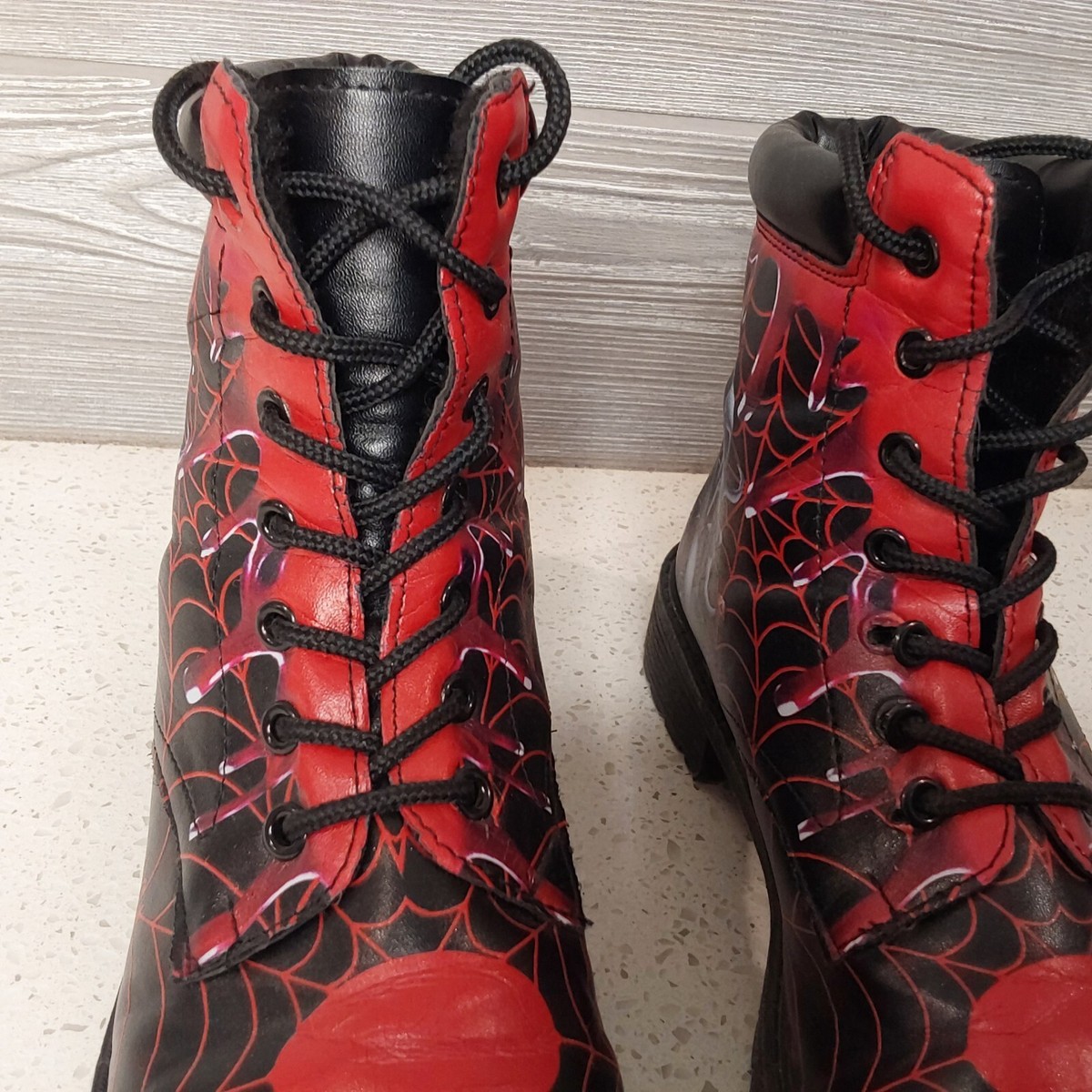 Jack Skellington Red Black Combat Boots Nightmare Before Christmas Size  1/2