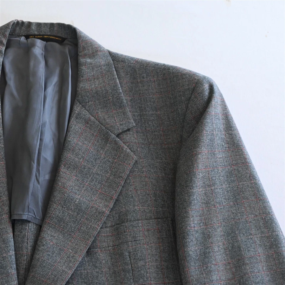 Blazer Traje Chaqueta Abrigo Deportivo De Colección Años 60 Hecho en EE. UU. 44L Gris Lana a Cuadros para Hombres Foto 2 de 4