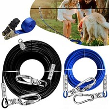 DOG TIE OUT CABLE Aerial Run Zip Line for Large Dogs 300lbs 100ft WATFOON