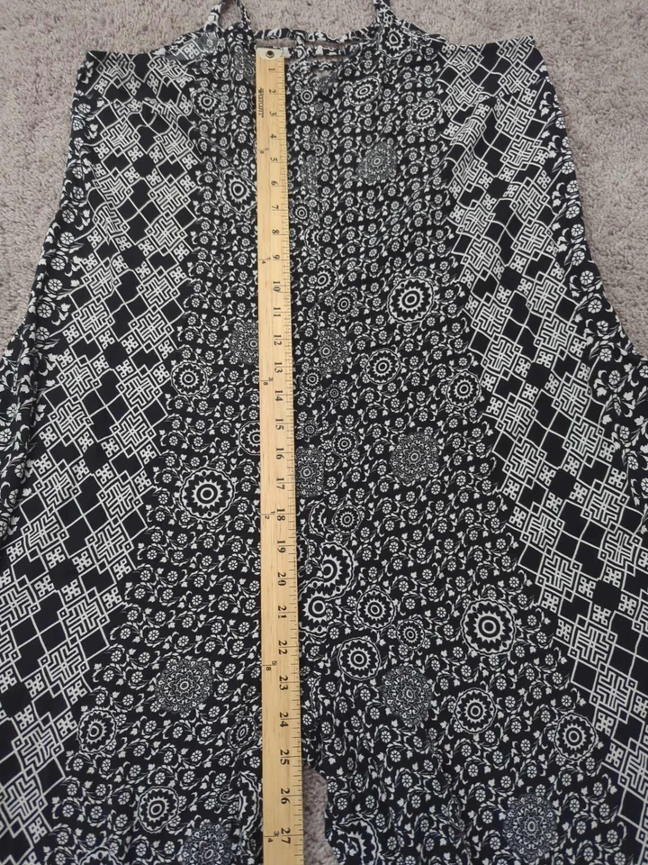 MSK Mono Mujer Grande Negro Suelto Fluido Pierna Ancha Geométrico Boho Foto 4 de 4