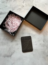 Custom Handmade Authentic Ostrich Leather Flat Card Case In Dark Brown Color