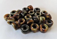 12 5 x 9 mm Czech Glass Crow Beads: Tiger Eye